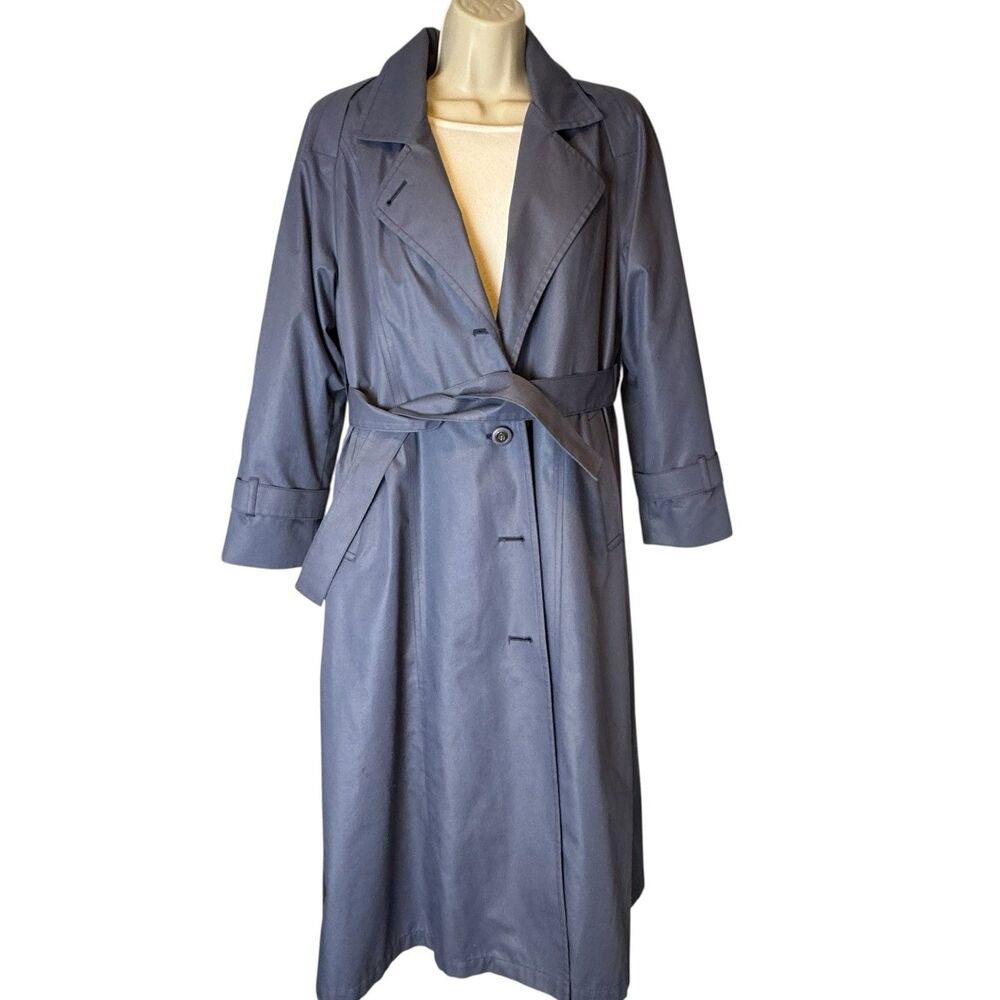 Vintage London Fog Trench Coat Rare Cornflower Blue Lined Women’s 8P USA 80s 90s